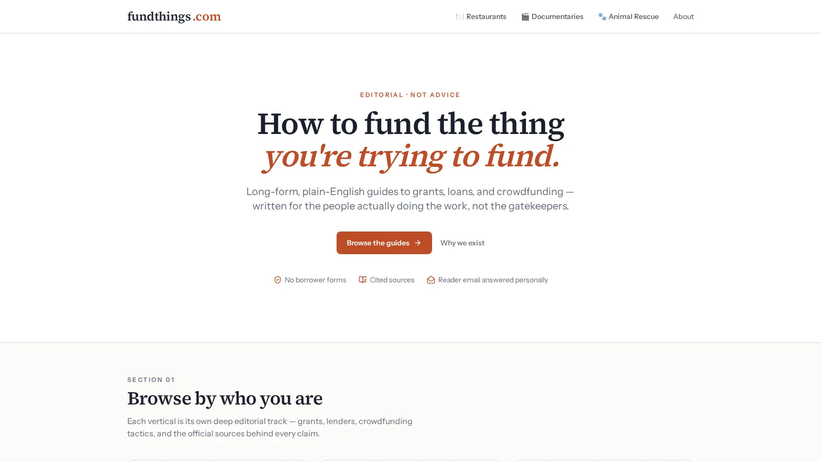 Fund Things — hero screenshot