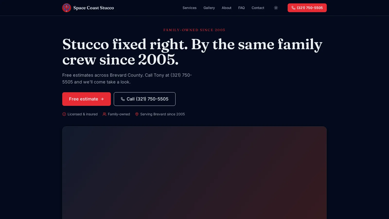 Space Coast Stucco — hero screenshot