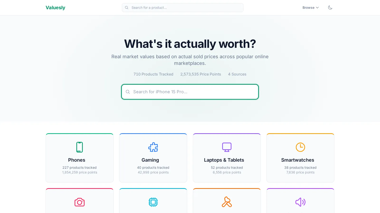 Valuesly — hero screenshot